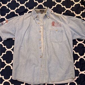 Blue Casual Button Down Shirt with Washed Look